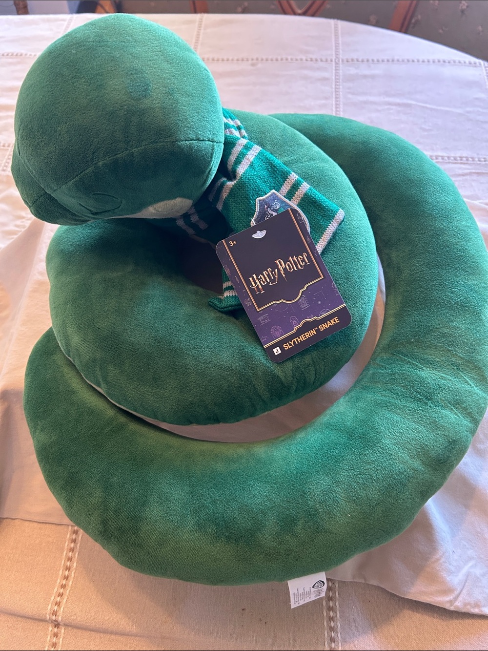 Warner Bros. Green Plush Slytherin Snake Neck Pillow with Scarf Tag